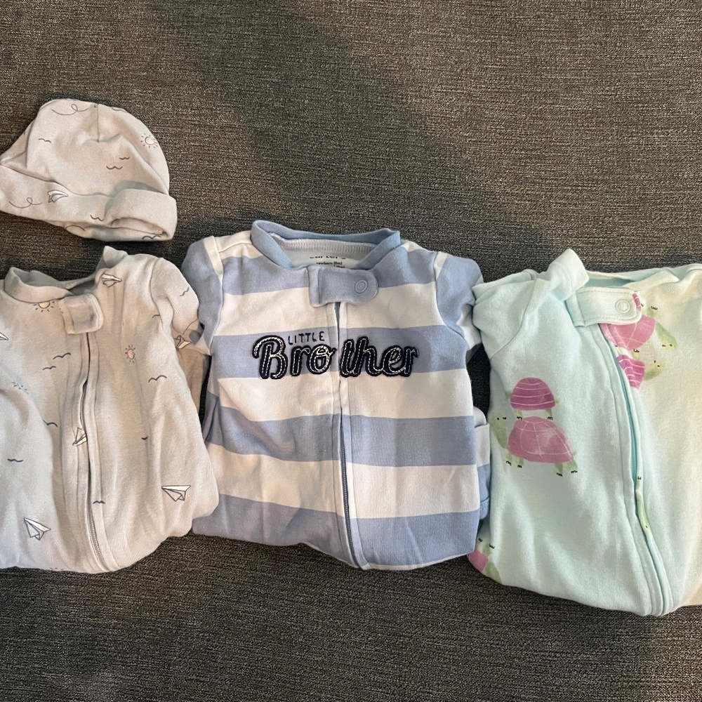 Bundle of 3 Carter's baby boy newborn sleepers